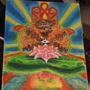 Vibrant Abstract Art Canvas with Pink Lotus